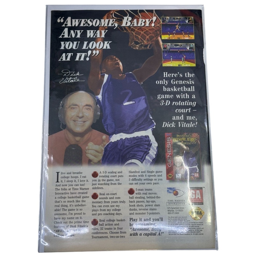 Genesis Basketball Game Ad‎ Featuring Dick Vitale